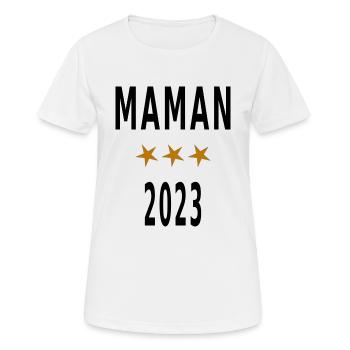 Maman 2023 - T-shirt respirant Femme - blanc - Devant - AI Model Female 172 dark (172cm)