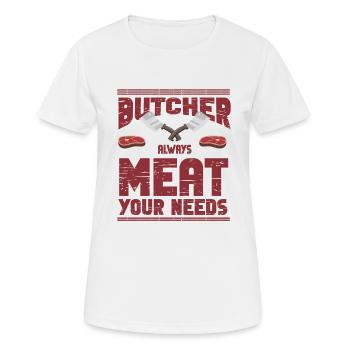 Metzger Fleischer Sprücher I Metzgerei - Frauen T-Shirt atmungsaktiv - Weiß - Vorne - AI Model Female 172 dark (172cm)
