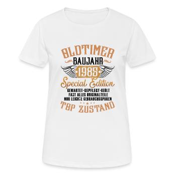38. GEBURTSTAG OLDTIMER 1985 - Frauen T-Shirt atmungsaktiv - Weiß - Vorne - AI Model Female 172 dark (172cm)