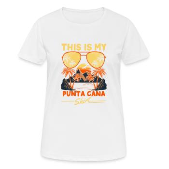 Ceci est ma chemise Punta Cana République dominicaine - T-shirt respirant Femme - blanc - Devant - AI Model Female 172 dark (172cm)