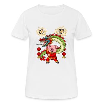 Year of the PigLunar New Year Chinese - Women's Breathable T-Shirt - white - Front - AI Model Female 172 dark (172cm)