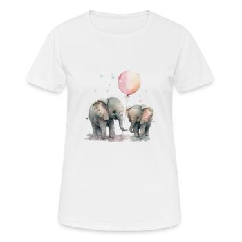 Süße Elefanten mit Luftballon Große Schwester - Frauen T-Shirt atmungsaktiv - Weiß - Vorne - AI Model Female 172 dark (172cm)