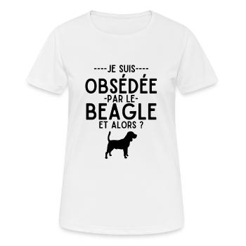 Obsédée par le beagle - T-shirt respirant Femme - blanc - Devant - AI Model Female 172 dark (172cm)