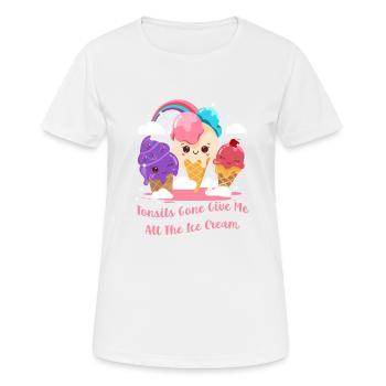 Les amygdales disparues donnez-moi toute la crème glacée drôle - T-shirt respirant Femme - blanc - Devant - AI Model Female 172 dark (172cm)