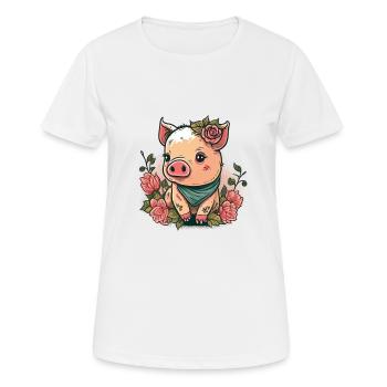 Ferkel mit Kopftuch - Frauen T-Shirt atmungsaktiv - Weiß - Vorne - AI Model Female 172 dark (172cm)