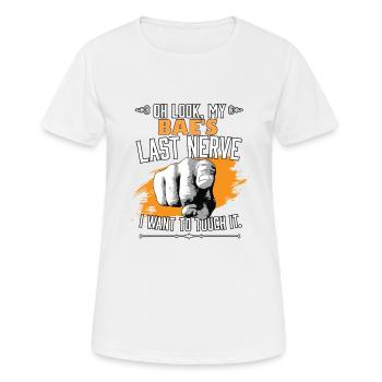 Look My Bae's Last Nerve Funny Boyfriend - Women's Breathable T-Shirt - white - Front - AI Model Female 172 dark (172cm)