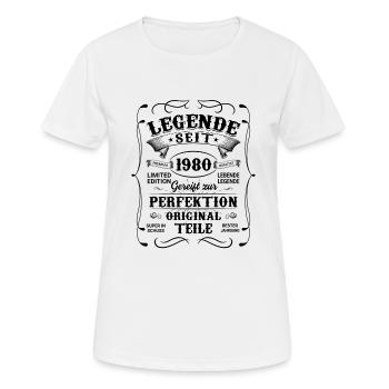 1980 - Frauen T-Shirt atmungsaktiv - Weiß - Vorne - AI Model Female 172 dark (172cm)