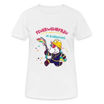 Feuerwehrfrau in Ausbildung Feuerwehr Kind Einhorn - Frauen T-Shirt atmungsaktiv - Weiß - Vorne - AI Model Female 172 dark (172cm)
