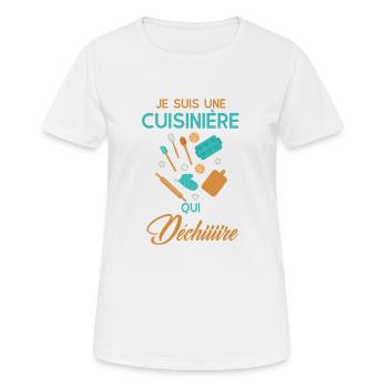Cuisinière qui déchire - T-shirt respirant Femme - blanc - Devant - AI Model Female 172 dark (172cm)