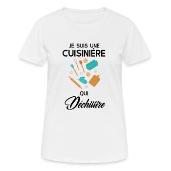 Cuisinière qui déchire - T-shirt respirant Femme - blanc - Devant - AI Model Female 172 dark (172cm)