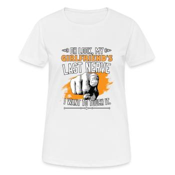 Look My Girlfriend's Last Nerve Funny Boyfriend - Frauen T-Shirt atmungsaktiv - Weiß - Vorne - AI Model Female 172 dark (172cm)
