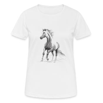 Cheval sauvage - T-shirt respirant Femme - blanc - Devant - AI Model Female 172 dark (172cm)