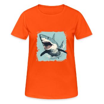 Grand requin blanc - T-shirt respirant Femme - orange néon - Devant - AI Model Female 172 dark (172cm)