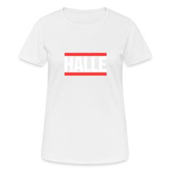 Hallenserin Hallenser Halle - Frauen T-Shirt atmungsaktiv - Weiß - Vorne - AI Model Female 172 dark (172cm)