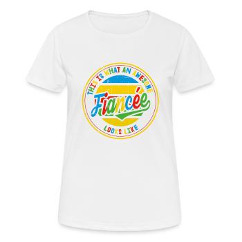Fiancée Meilleure demande en mariage Cadeau rétro - T-shirt respirant Femme - blanc - Devant - AI Model Female 172 dark (172cm)