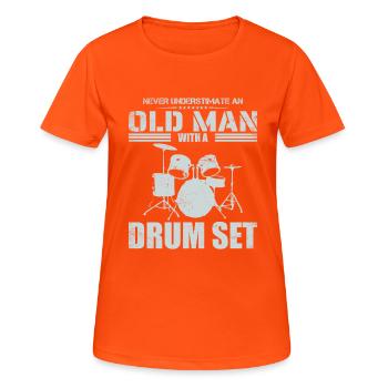 Redhead Drummer I Destroy Silence - T-shirt respirant Femme - orange néon - Devant - AI Model Female 172 dark (172cm)