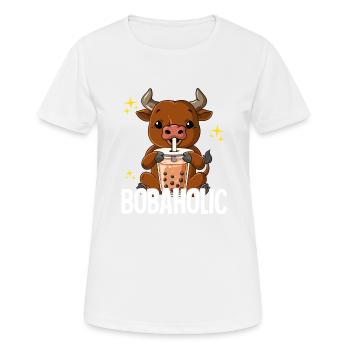 Bubble Tea Ox Boba Tea Bobaholic - Women's Breathable T-Shirt - white - Front - AI Model Female 172 dark (172cm)