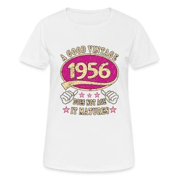 67ème anniversaire 1956 '67 Bon Millésime - T-shirt respirant Femme - blanc - Devant - AI Model Female 172 dark (172cm)