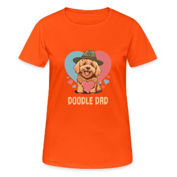 Doodle Dad Goldendoodle Mignon Chien Papa Chien Amoureux - T-shirt respirant Femme - orange néon - Devant - AI Model Female 172 dark (172cm)