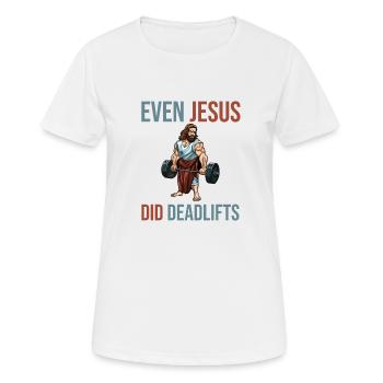 Même Jésus a soulevé des muscles - T-shirt respirant Femme - blanc - Devant - AI Model Female 172 dark (172cm)