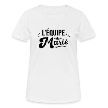 Équipe Du Marié Enterrement De Vie De Jeune Garçon - T-shirt respirant Femme - blanc - Devant - AI Model Female 172 dark (172cm)