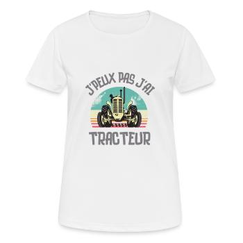 Fermier fermière tracteur - T-shirt respirant Femme - blanc - Devant - AI Model Female 172 dark (172cm)
