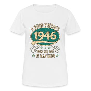 77. Geburtstag 1946 77er Guter Jahrgang - Frauen T-Shirt atmungsaktiv - Weiß - Vorne - AI Model Female 172 dark (172cm)