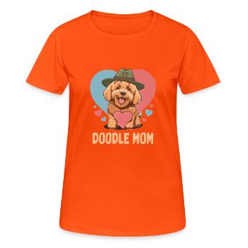 Doodle Maman Mignon Chien Maman Goldendoodle Chien Amoureux - T-shirt respirant Femme - orange néon - Devant - AI Model Female 172 dark (172cm)