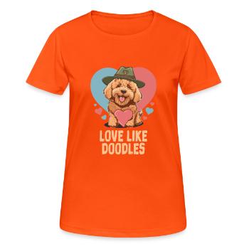 Love Like Doodles Goldendoodle Dad Doodle Mama - Frauen T-Shirt atmungsaktiv - Neonorange - Vorne - AI Model Female 172 dark (172cm)