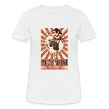 Muay Thai - Frauen T-Shirt atmungsaktiv - Weiß - Vorne - AI Model Female 172 dark (172cm)