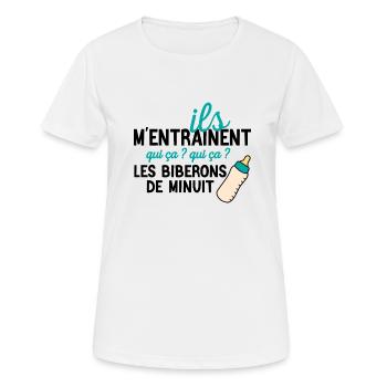 Les Joies du Biberon de Minuit - T-shirt respirant Femme - blanc - Devant - AI Model Female 172 dark (172cm)