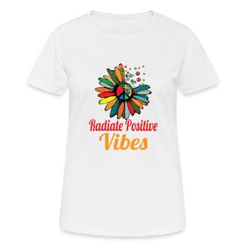 Hippie Peace Zeichen Frieden Blumen Blumenkind - Frauen T-Shirt atmungsaktiv - Weiß - Vorne - AI Model Female 172 dark (172cm)