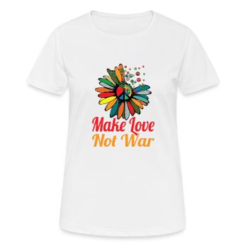 Hippie Peace Zeichen Frieden Blumen Blumenkind - Frauen T-Shirt atmungsaktiv - Weiß - Vorne - AI Model Female 172 dark (172cm)