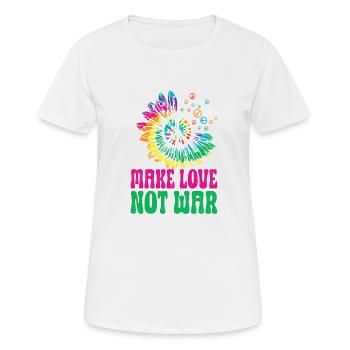 Hippie Peace Zeichen Frieden Blumen Blumenkind - Frauen T-Shirt atmungsaktiv - Weiß - Vorne - AI Model Female 172 dark (172cm)