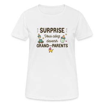 Grande Nouvelle : Bientôt Grands-parents ! - T-shirt respirant Femme - blanc - Devant - AI Model Female 172 dark (172cm)