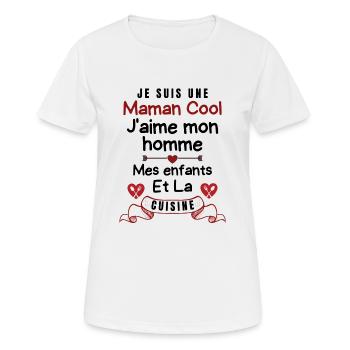 Maman Cool j aime mon homme et mes enfants 2 - T-shirt respirant Femme - blanc - Devant - AI Model Female 172 dark (172cm)
