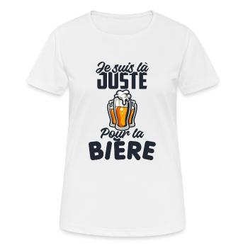 Je suis là juste pour la bière picoler 1 - T-shirt respirant Femme - blanc - Devant - AI Model Female 172 dark (172cm)