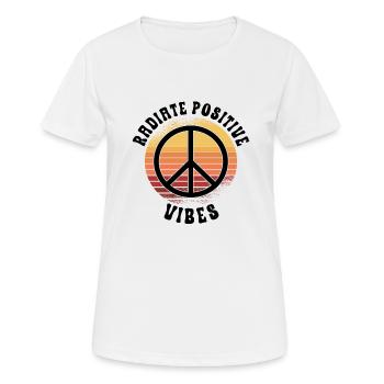 Hippie Peace Zeichen Frieden Blumen Blumenkind - Frauen T-Shirt atmungsaktiv - Weiß - Vorne - AI Model Female 172 dark (172cm)