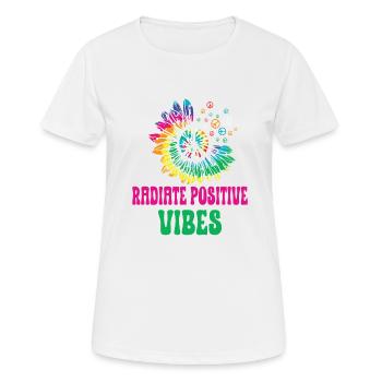 Hippie Peace Zeichen Frieden Blumen Blumenkind - Frauen T-Shirt atmungsaktiv - Weiß - Vorne - AI Model Female 172 dark (172cm)