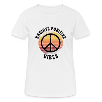 Hippie Peace Zeichen Frieden Blumen Blumenkind - Frauen T-Shirt atmungsaktiv - Weiß - Vorne - AI Model Female 172 dark (172cm)