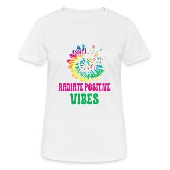 Hippie Peace Zeichen Frieden Blumen Blumenkind - Frauen T-Shirt atmungsaktiv - Weiß - Vorne - AI Model Female 172 dark (172cm)