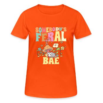 Somebody's Feral Bae Opossum Boyfriend Girlfriend - Frauen T-Shirt atmungsaktiv - Neonorange - Vorne - AI Model Female 172 dark (172cm)