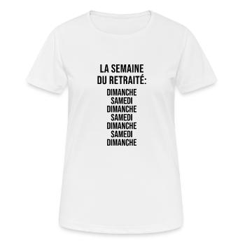 La Semaine du Retraité - T-shirt respirant Femme - blanc - Devant - AI Model Female 172 dark (172cm)