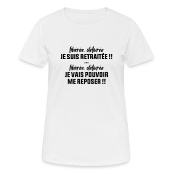 Femme - Je suis retraitée - T-shirt respirant Femme - blanc - Devant - AI Model Female 172 dark (172cm)