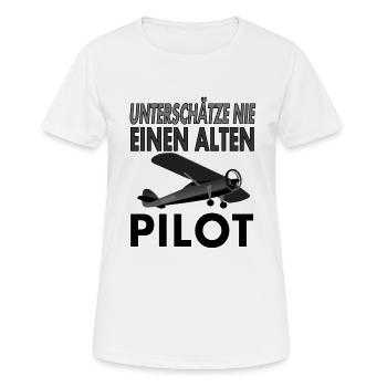 alter Pilot fliegt Flugzeug Cockpit gift - Frauen T-Shirt atmungsaktiv - Weiß - Vorne - AI Model Female 172 dark (172cm)