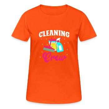 Cleaning Crew - Women's Breathable T-Shirt - neon orange - Front - AI Model Female 172 dark (172cm)