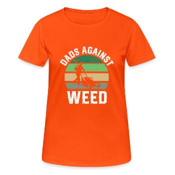 Dads Against Weed Lawnmower Dad Funny Gardening - Frauen T-Shirt atmungsaktiv - Neonorange - Vorne - AI Model Female 172 dark (172cm)