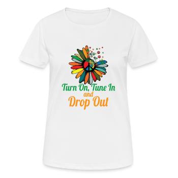 Hippie Peace Zeichen Frieden Blumen Blumenkind - Frauen T-Shirt atmungsaktiv - Weiß - Vorne - AI Model Female 172 dark (172cm)