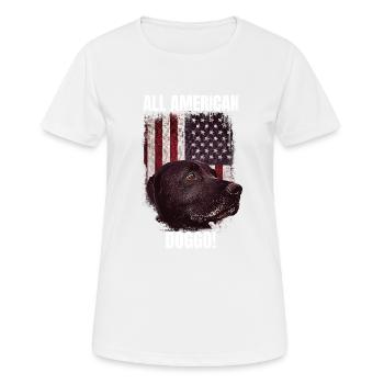 All American Doggo! USA Flag Patriotic 4th Of Jul - Women's Breathable T-Shirt - white - Front - AI Model Female 172 dark (172cm)