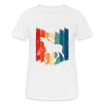 Retro Moose Vintage Moose - Frauen T-Shirt atmungsaktiv - Weiß - Vorne - AI Model Female 172 dark (172cm)